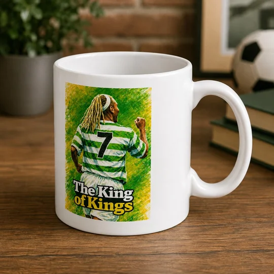 Celtic Henrik Larsson The King of Kings Football Art Mug | Soccer Gift