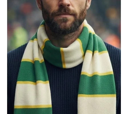 Celtic-Inspired Retro Football Bar Scarf | Green & White