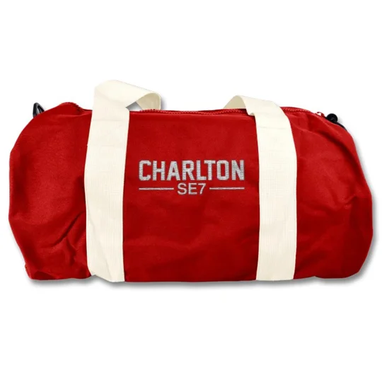 Charlton-inspired SE7 vintage football kitbag with detachable shoulder strap