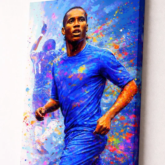 Chelsea Drogba Creative Football Canvas Art | Soccer Print