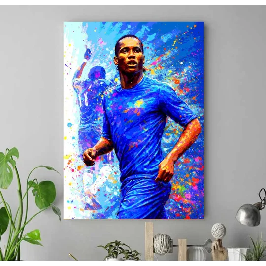 Chelsea Drogba Creative Football Canvas Art | Soccer Print