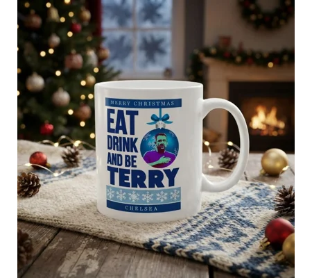 Eat, Drink and Be Terry Christmas Mug | Chelsea-Inspired Gift