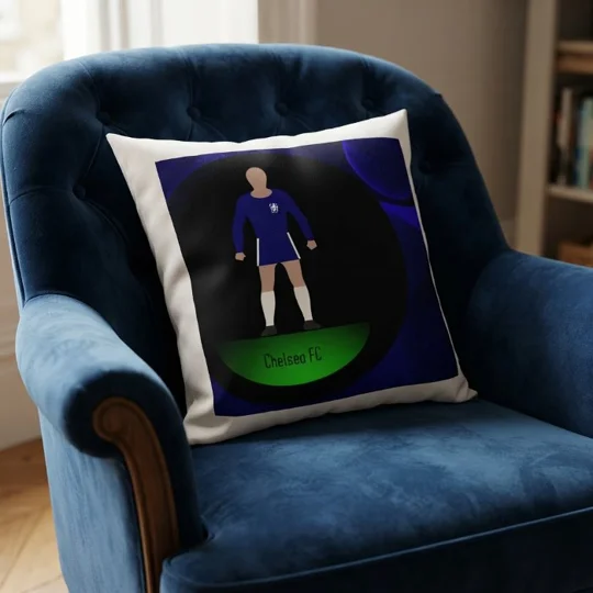 Chelsea-Inspired Football Figure Art Cushion | Home Furnishing