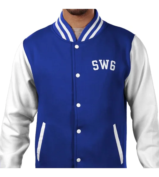 SW6 inspired retro varsity jacket in two-tone cotton blend design
