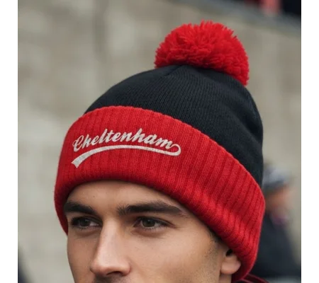 Cheltenham Town-Inspired Embroidered Retro-Style Football Bobble Hat