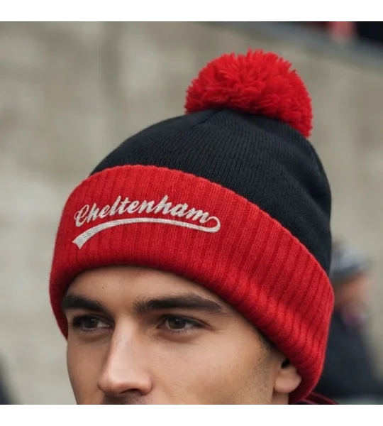 Cheltenham Town-Inspired embroidered retro-style football bobble hat