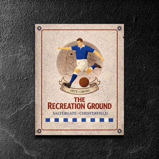 Saltergate vintage metal wall sign inspired by Chesterfield football