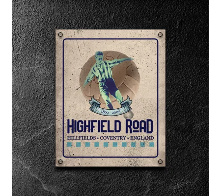 Highfield Road Vintage Metal Wall Sign | Coventry-Inspired Gift