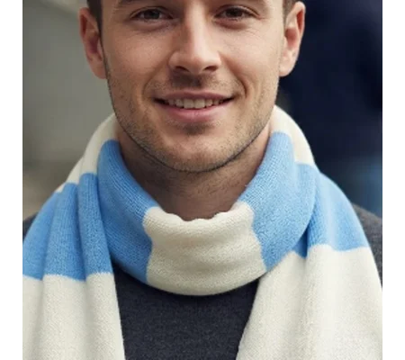 Coventry City-Inspired Retro Football Bar Scarf | Light Blue & White