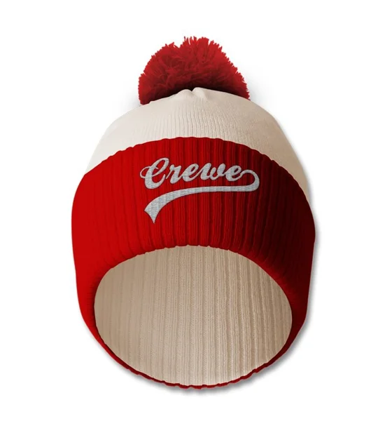 Crewe Embroidered Retro-Style Football Bobble Hat