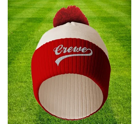 Crewe Embroidered Retro-Style Football Bobble Hat