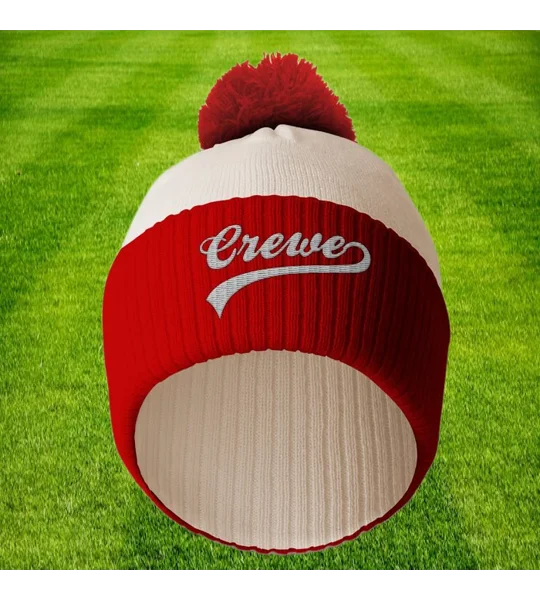 Crewe Embroidered Retro-Style Football Bobble Hat