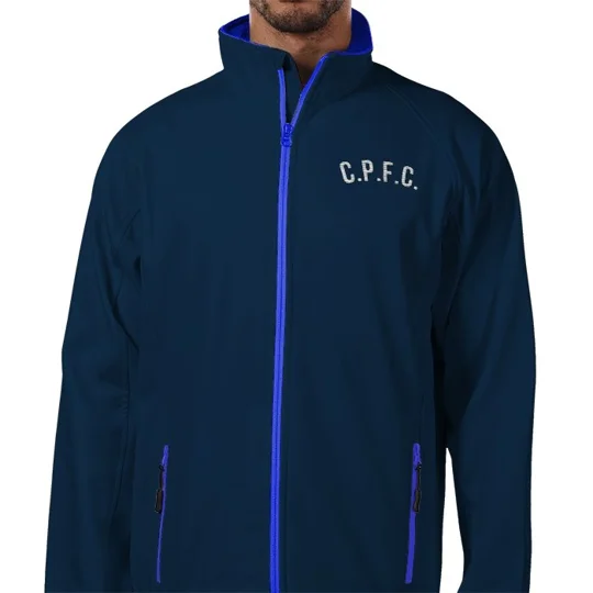 Crystal Palace-inspired embroidered softshell jacket front view