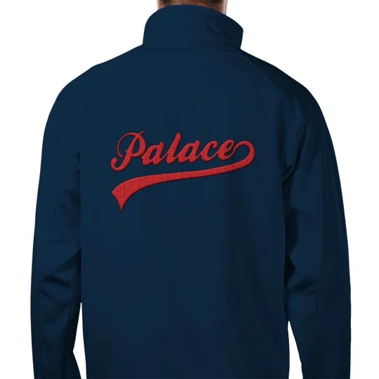 Embroidered Crystal Palace-inspired fan jacket with zipped pockets