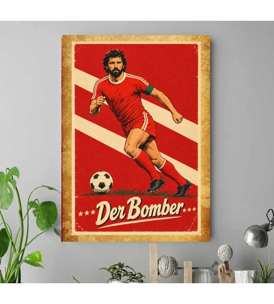 Retro Gerd Müller-inspired Bayern Munich football canvas print