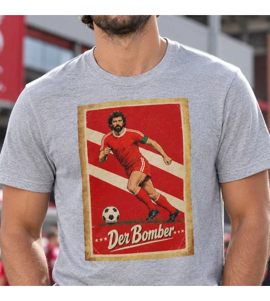 Gerd Müller-inspired Bayern Munich Der Bomber tribute T-shirt in grey