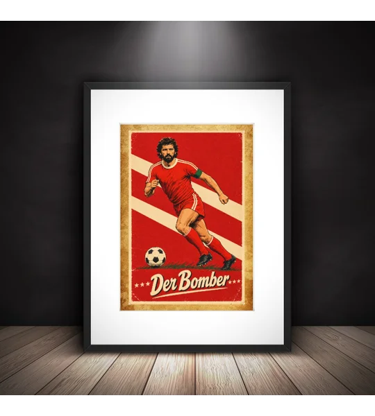 Bayern Munich Gerd Müller-inspired tribute wall art in silver frame with white mount