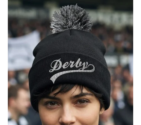Derby-Inspired Retro Football Bobble Hat | Embroidered Style