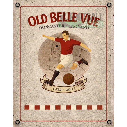 Vintage-style Belle Vue metal wall sign and Doncaster-inspired football gift