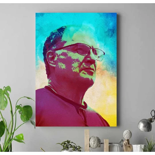 Leeds-inspired Marcelo Bielsa El Loco football art canvas in vibrant retro pop-art style