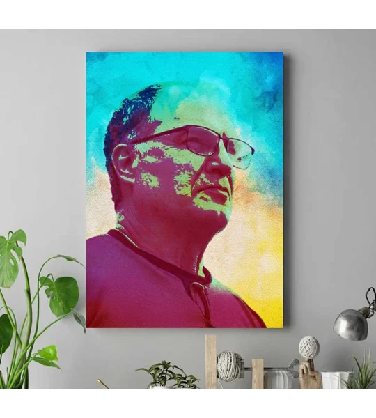 Leeds-inspired Marcelo Bielsa El Loco football art canvas in vibrant retro pop-art style