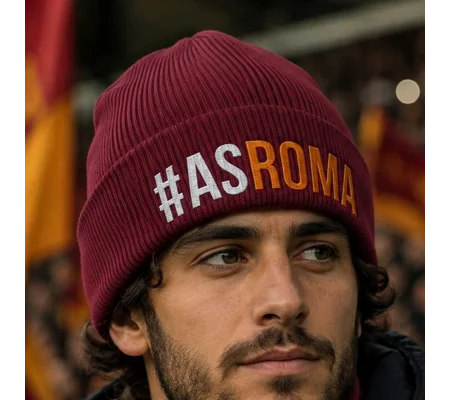 Roma-Inspired Embroidered Hashtag Design Football Beanie Hat