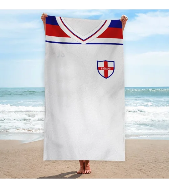 England 1982 Home Shirt-Inspired Beach Towel | Retro Football Accessory