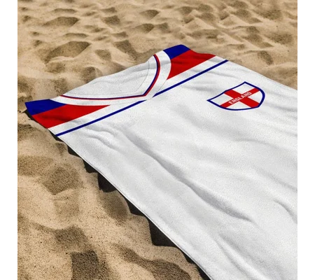 England 1982 Home Shirt-Inspired Beach Towel | Retro Football Accessory