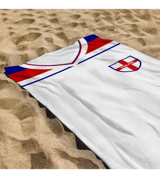 England 1982 Home Shirt-Inspired Beach Towel | Retro Football Accessory