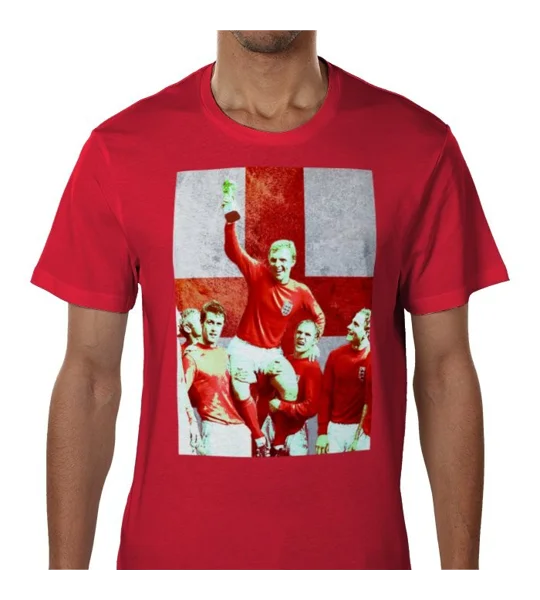 England Bobby Moore 1966 St George T-Shirt Red – World Cup Legend Tribute Shirt