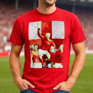 England Bobby Moore 1966 St George T-Shirt Red – World Cup Legend Tribute Shirt