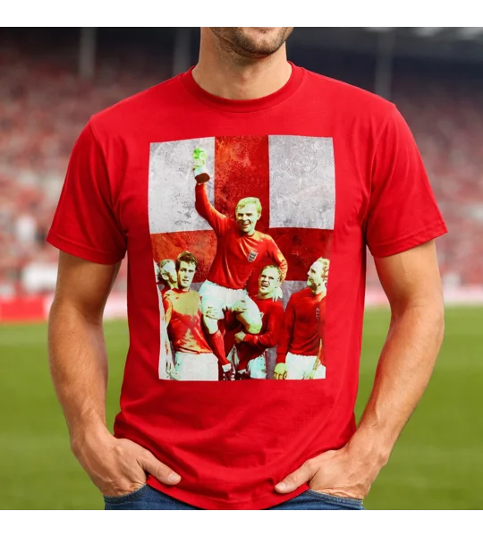 England Bobby Moore 1966 St George T-Shirt Red – World Cup Legend Tribute Shirt