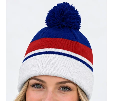 England-Inspired Retro Football Bobble Hat | Red, White & Blue