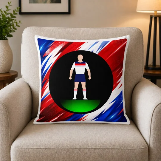 England Inspired Retro Football Figure Art Cushion | Fans Gift Idea
