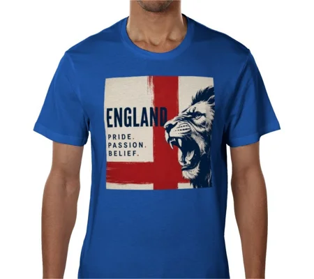 Pride Passion Belief Blue T-Shirt | England Fan Tee