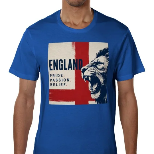 Pride Passion Belief Blue T-Shirt | England Fan Tee