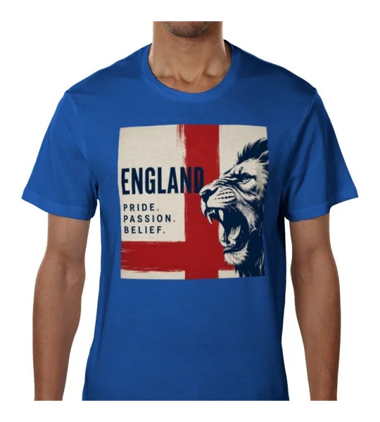 Pride Passion Belief Blue T-Shirt | England Fan Tee