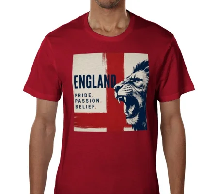 Pride Passion Belief Red T-Shirt | England Fan Tee