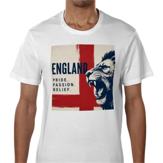 Pride Passion Belief White T-Shirt | England Fan Tee