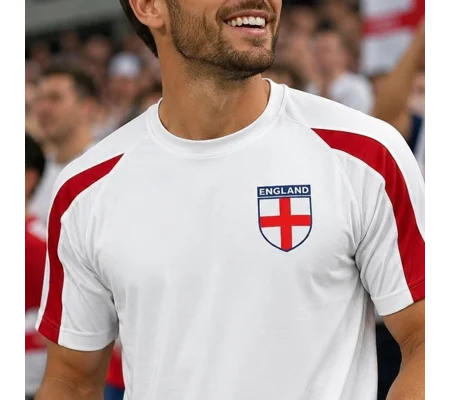 England-Inspired White Sports T-Shirt | Football Fan Tee