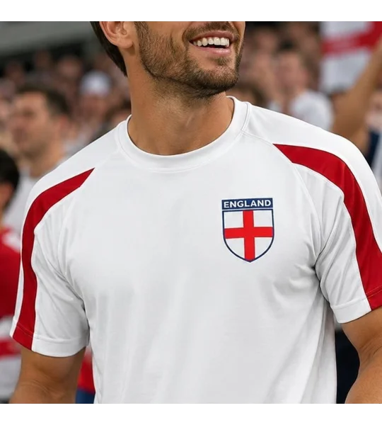 England-Inspired White Sports T-Shirt | Football Fan Tee
