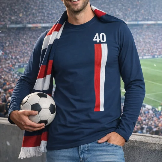 Escape to Victory 40th Anniversary Long-Sleeved T-Shirt – Blue Retro Football Movie Tribute Tee
