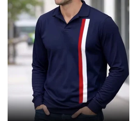 Escape To Victory Long-Sleeved Polo Shirt – Retro Football Movie Style in Blue | Premium Regular Fit