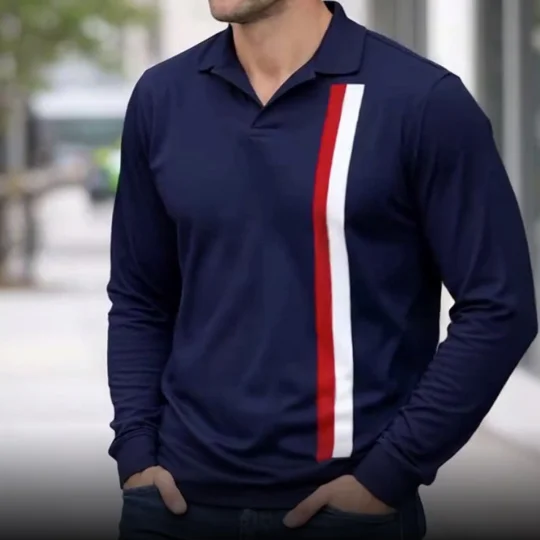 Escape To Victory Long-Sleeved Polo Shirt – Retro Football Movie Style in Blue | Premium Regular Fit