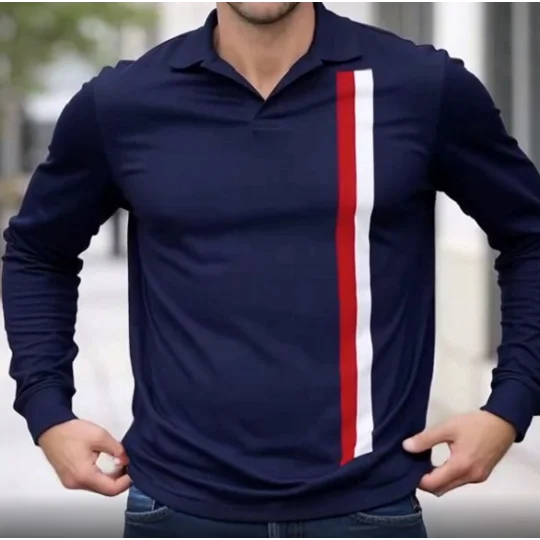 Escape To Victory Long-Sleeved Polo Shirt – Retro Football Movie Style in Blue | Premium Regular Fit