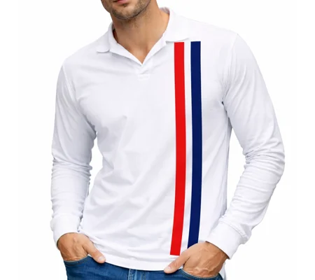 Escape To Victory Long Sleeve White Polo Shirt – Vintage Football Inspired Stripe Design