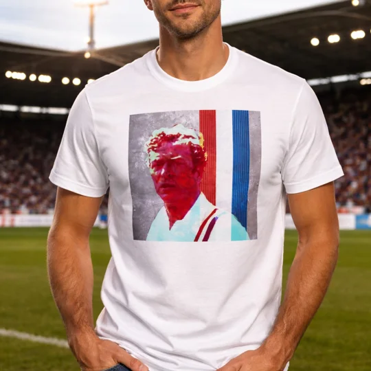 Escape to Victory-inspired Michael Caine Captain John Colby graphic T-shirt in white