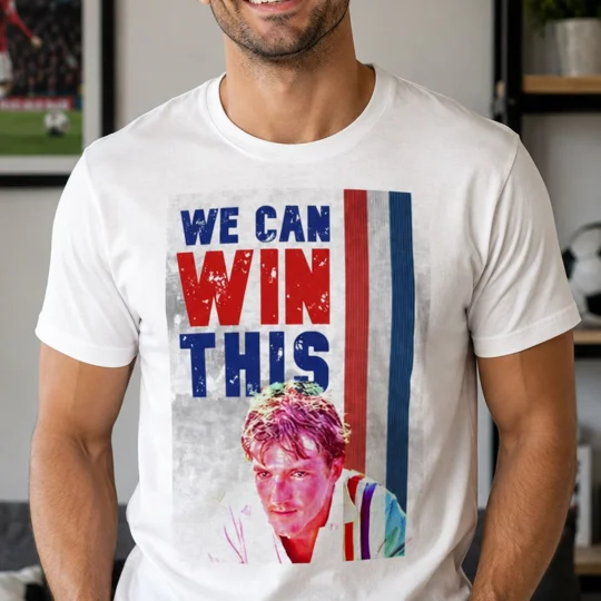 Russell Osman-inspired Escape to Victory “We Can Win This” football T-shirt