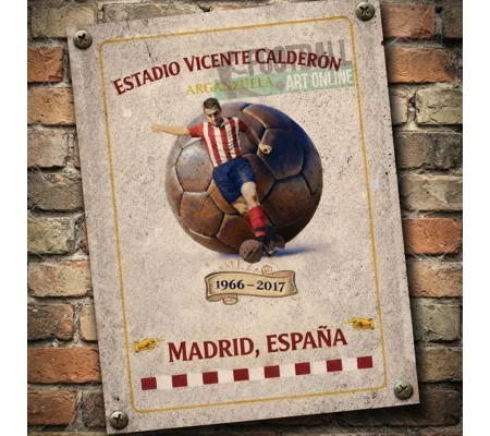 Estadio Vicente Calderón Vintage Metal Wall Sign | Atlético Madrid-Inspired Football Gift