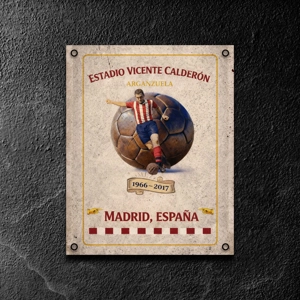 Estadio Vicente Calderon vintage metal wall sign